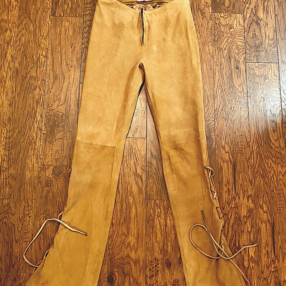 Paolo Santini - Suede Bellbottom Pants w/ strings